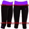FM-894 tc-106 Ladies Gym Fitness Yoga compression Leggings Baselayer Tight Capri Trouser Black Purple Waist