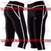 FM-894 tc-412 Ladies Gym Fitness Yoga compression Leggings Baselayer Tight Capri Trouser Black White Thread Zip