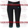 FM-894 tc-8 Ladies Gym Fitness Yoga compression Leggings Baselayer Tight Capri Trouser Black turquoise Thread
