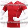 FM-898 h-306 Gym Fitness MMA Rash Guards Baselayer Compression Shirts Red Half sleeve with Zip