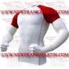 FM-898 h-204 Gym Fitness MMA Rash Guards Baselayer Compression Shirts White & Red Half sleeve