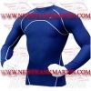 FM-898 b-104 Gym Fitness MMA Rash Guards Baselayer Compression Shirts front Seam Full sleeve Blue White