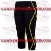 FM-894 mc-12 Men Gym Fitness Yoga Compression Leggings Baselayer Tight Pant Capri Trouser Black Yellow Thread