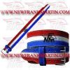 FM-990 p-2 Weightlifting Fitness Power Lifting Belt Suede Leather Blue White Red