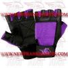 FM-996 g-472 Weightlifting Fitness Crossfit Gym Gloves Leather Spandex Black Purple